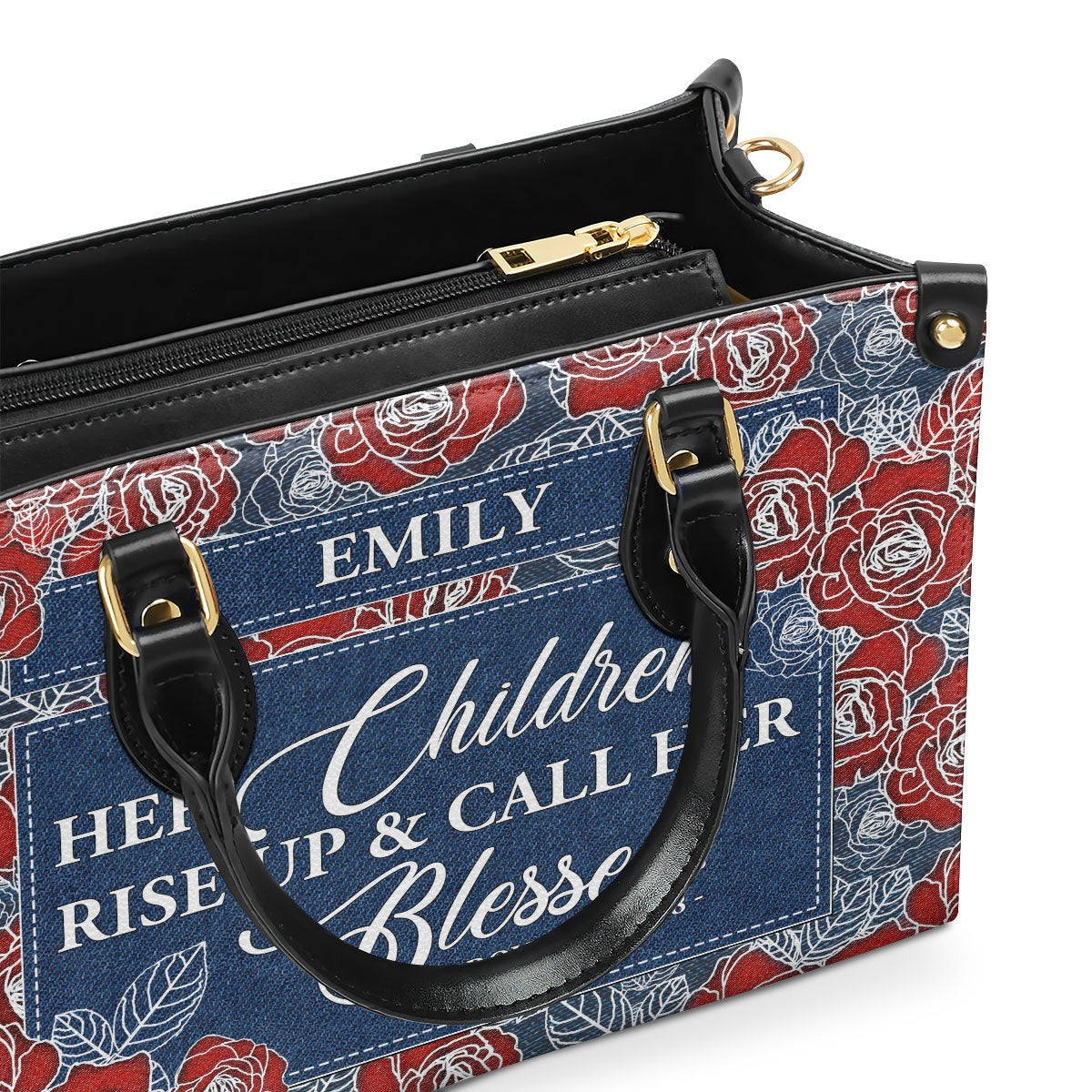 Personalized Christian Leather Handbag, Proverbs 31:28 Purse, Her Children Rise Up & Call Her Blessed, Religious Gift for Mom BLAF38